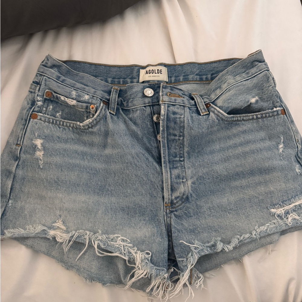 Agolde Blue Jean Shorts  Distressed- light wash